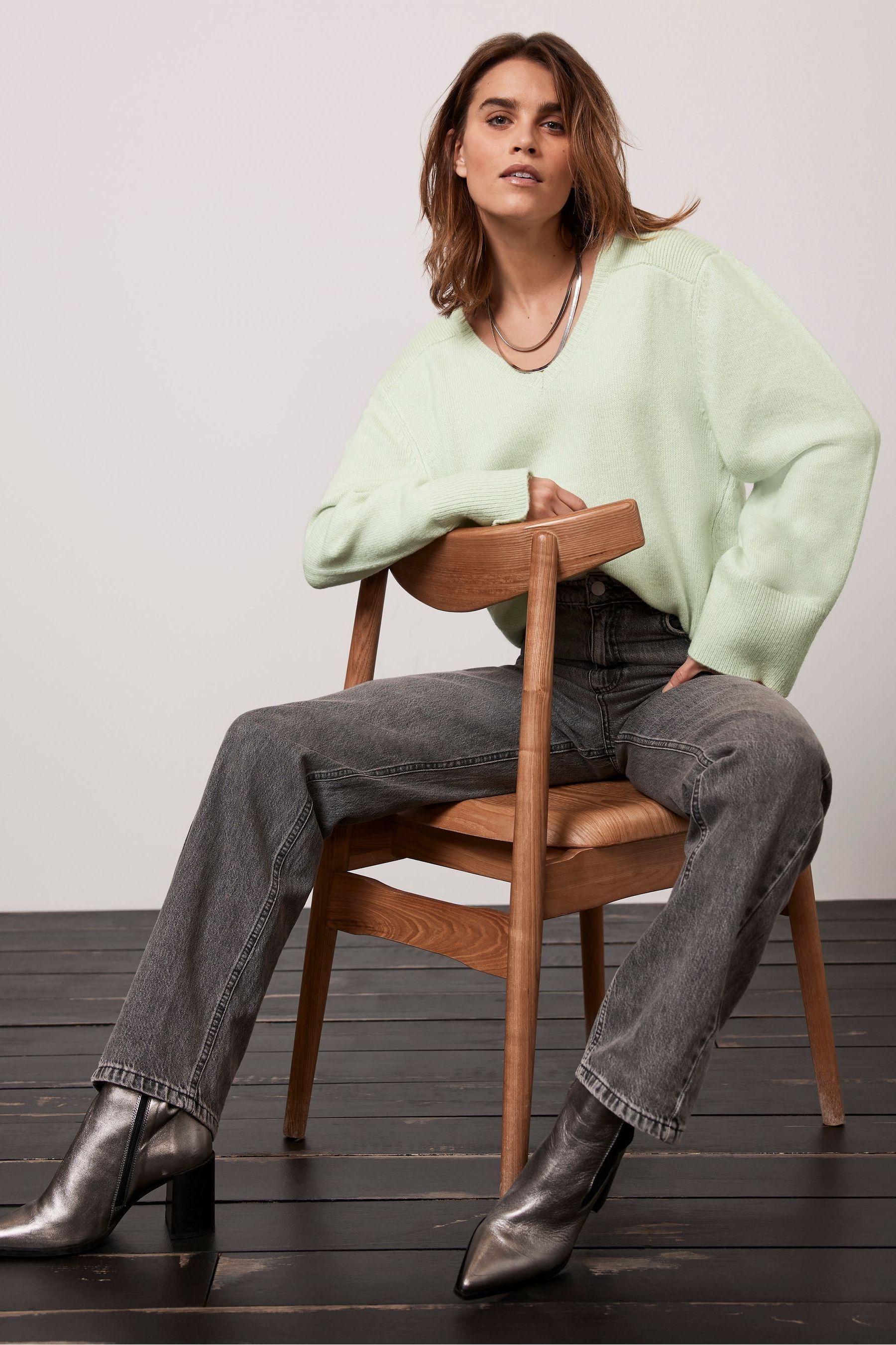 Buy Mint Velvet Green Knit Jumper from Next Luxembourg