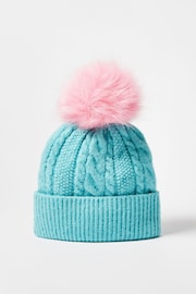 Oliver Bonas Brown Cable Pom Knitted Bobble hat - Image 2 of 5