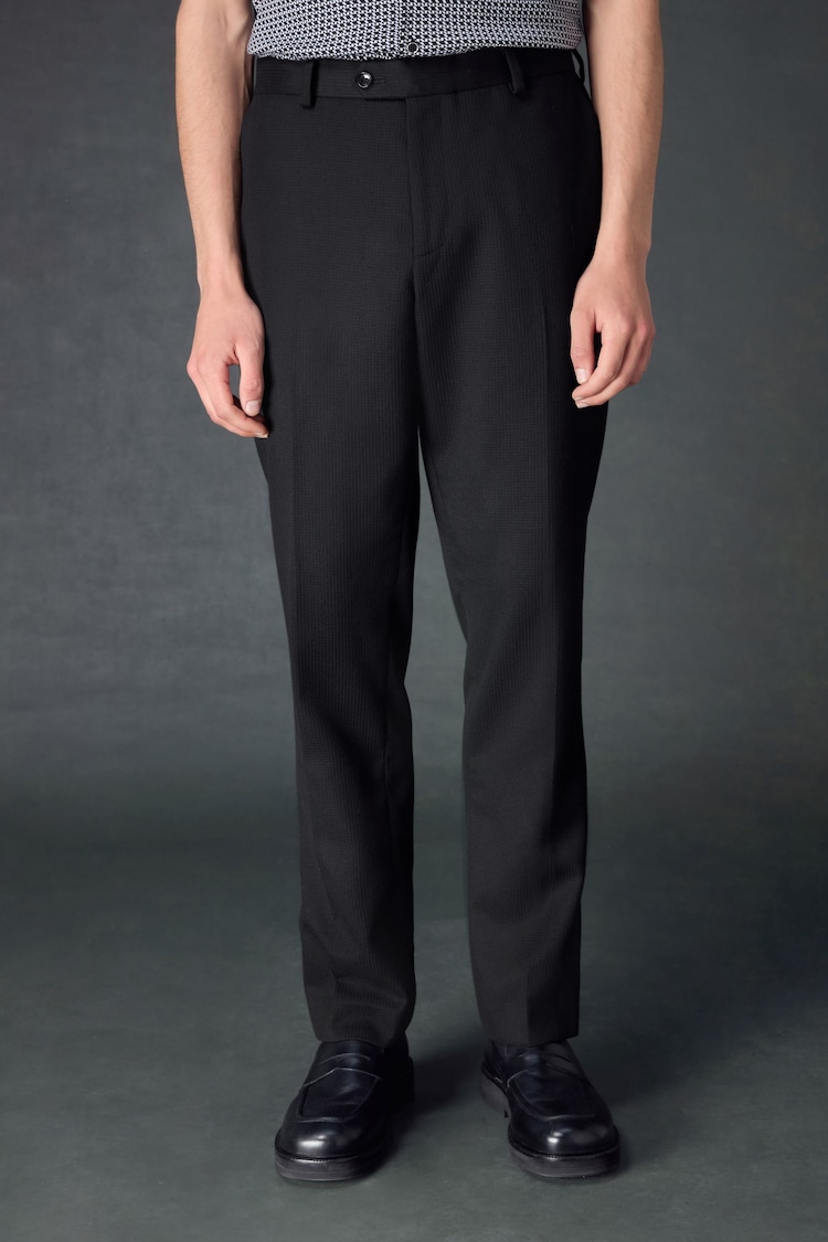 Black Textured Stripe Suit Trousers - Image 1 of 10