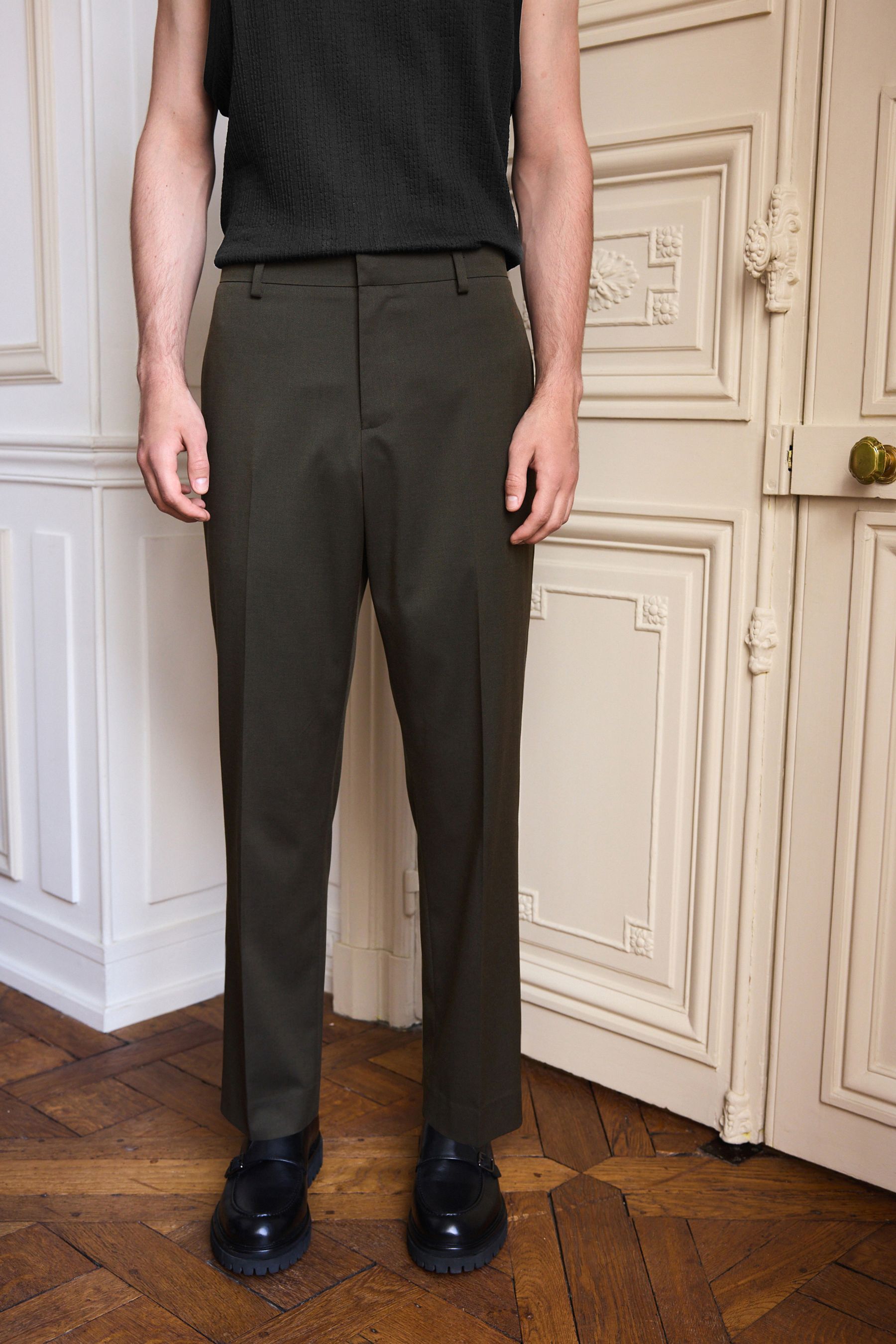 NEXT Green Twill Relaxed Fit Suit Trousers 28 R Mens