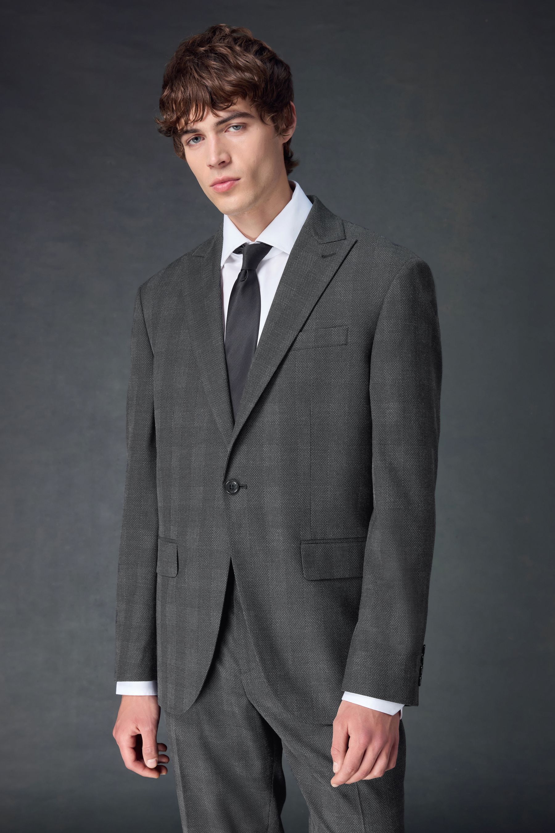 Grey check skinny suit top