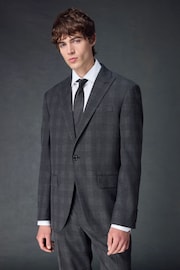 Charcoal Grey Slim Fit Check Suit Jacket - Image 1 of 10