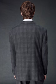 Charcoal Grey Slim Fit Check Suit Jacket - Image 3 of 10