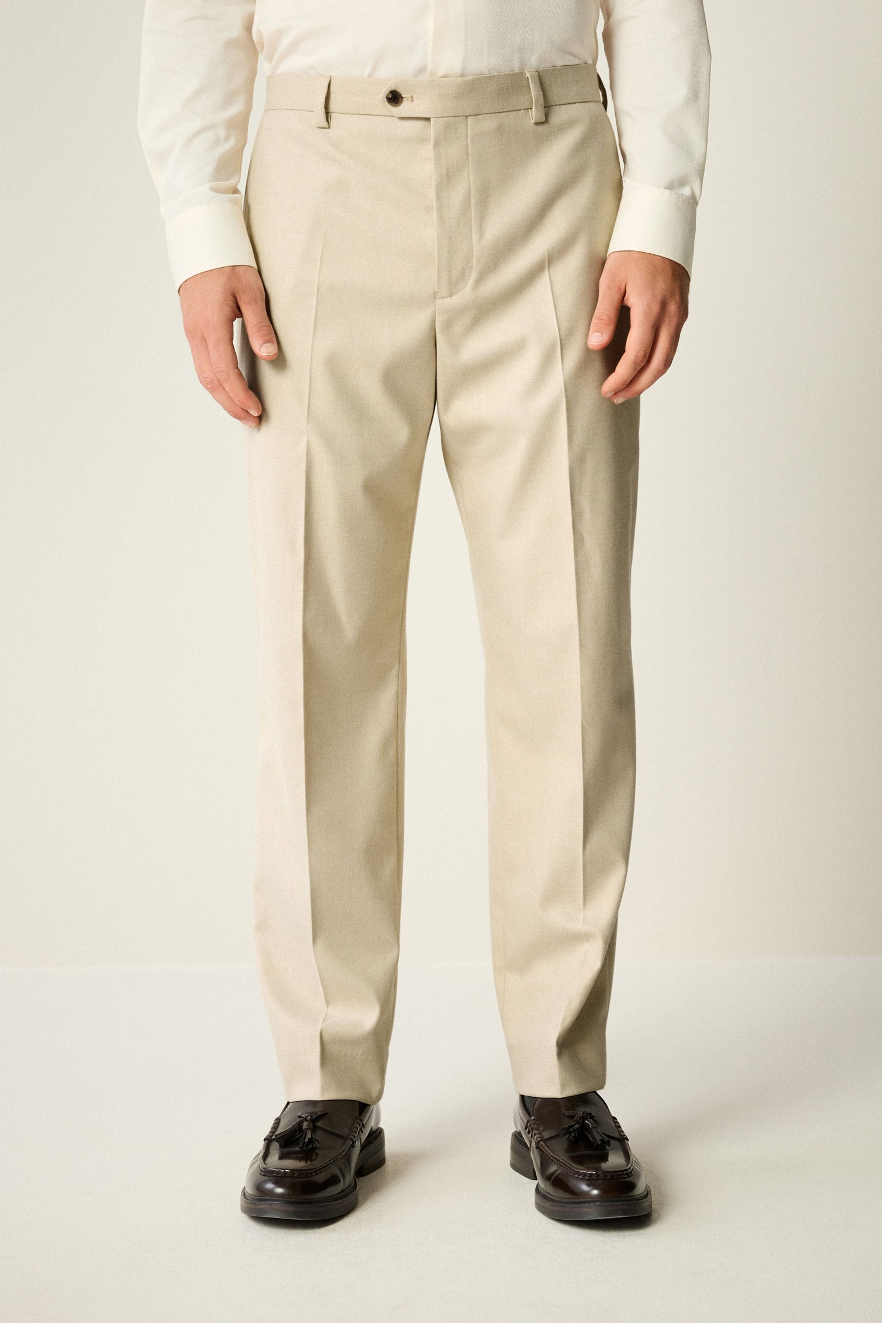 Buy Neutral Slim Fit Flannel Suit Trousers from the Next UK online shop
