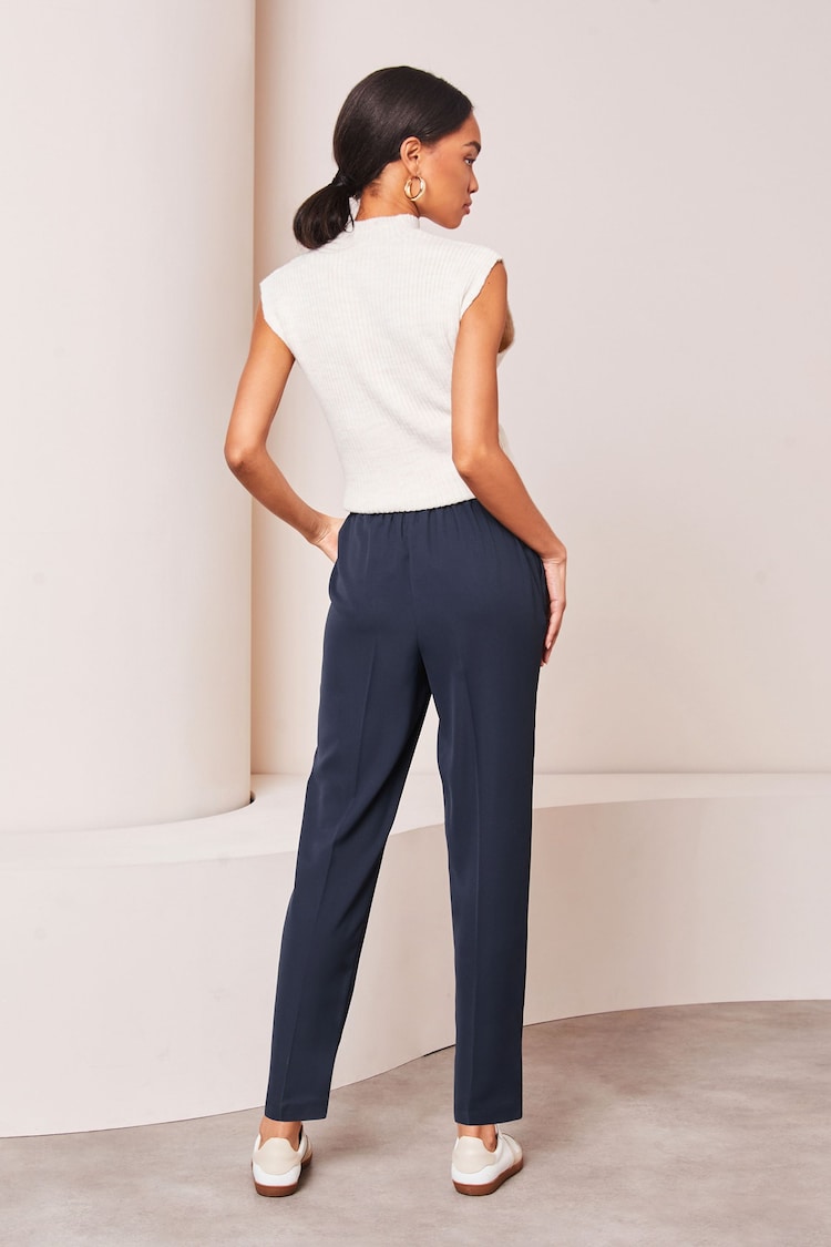 Lipsy Navy Blue Petite Smart Tapered Trousers - Image 2 of 4