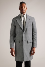 Ted Baker Grey Raydash Wool Blend Check Overcoat - Image 1 of 7