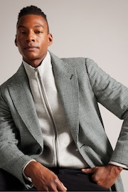 Ted Baker Grey Raydash Wool Blend Check Overcoat - Image 3 of 7