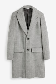 Ted Baker Grey Raydash Wool Blend Check Overcoat - Image 5 of 7