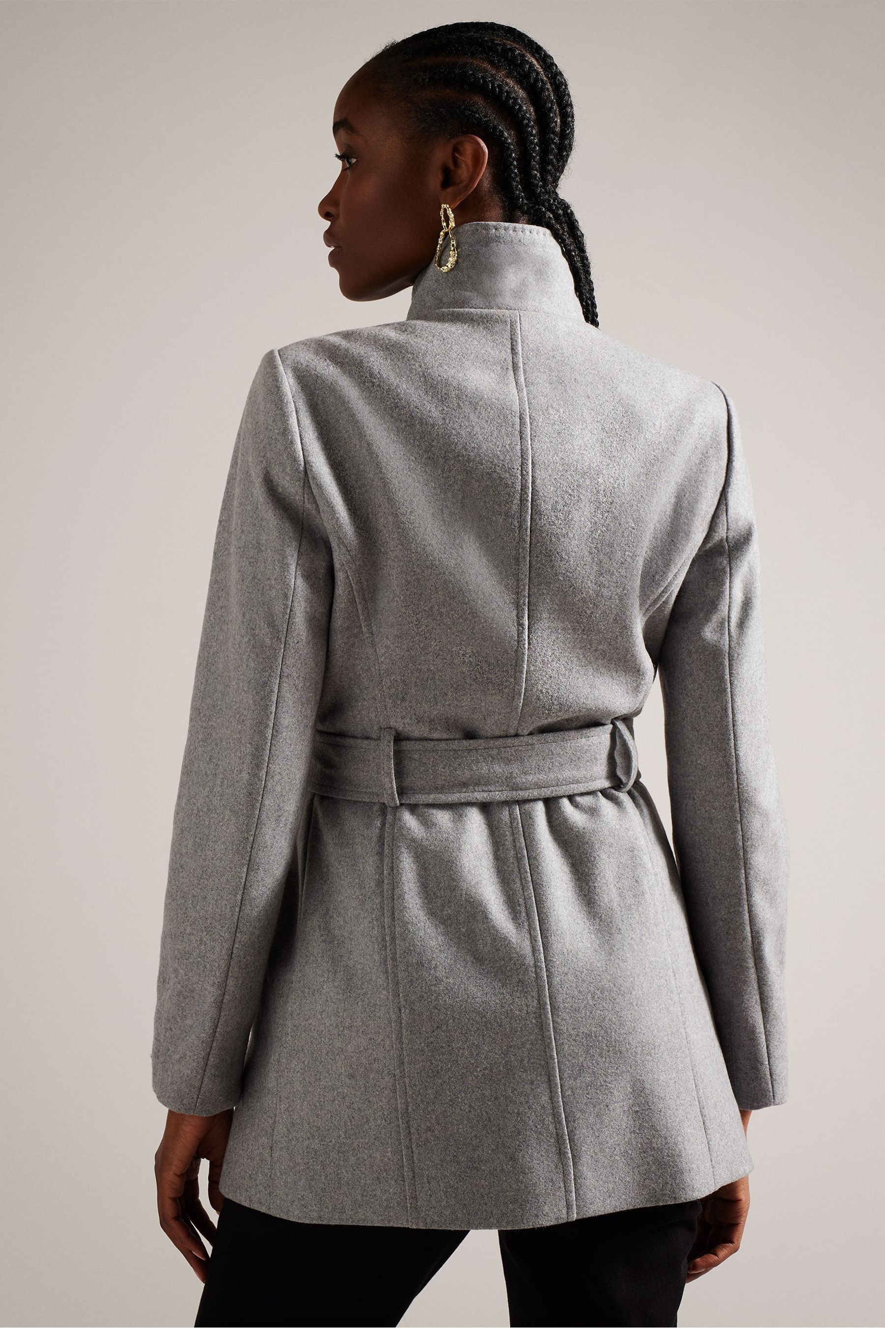 Buy Ted Baker Grey Icombis Short Funnel Neck Coat from Next Luxembourg