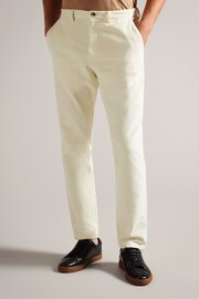 Ted Baker Cream Regular Fit Payet Cord Trousers - Image 1 of 5