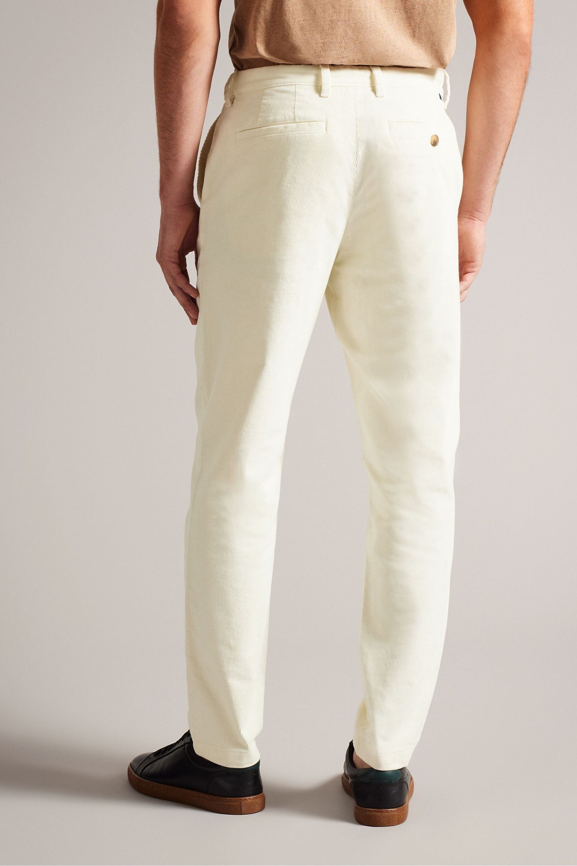 Ted Baker Cream Regular Fit Payet Cord Trousers - Image 2 of 5
