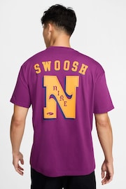 Nike Purple Swoosh Back Graphic Printed T-Shirt - Image 2 of 12