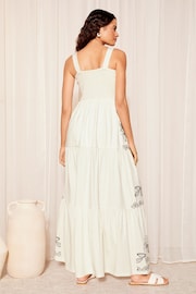 Friends Like These Ivory White Embroidered Tiered Strappy Maxi Dress - Image 4 of 4