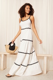 Friends Like These Ivory White Strappy Wavy Embroidered Maxi Dress - Image 2 of 4