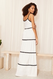 Friends Like These Ivory White Strappy Wavy Embroidered Maxi Dress - Image 4 of 4