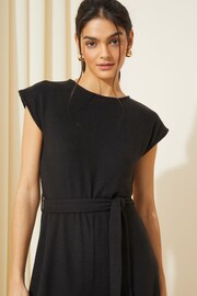 Friends Like These Black Petite Tie Belt Cosy Knit Rolled Sleeve Jumpsuit - Image 3 of 4