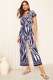 Friends Like These Navy Culotte Jumpsuit With Tie Belt - Image 1 of 4