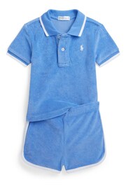 Polo Ralph Lauren Baby Blue Terry Towelling Shirt and Short Set - Image 1 of 3