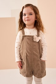 Neutral 100% Cotton Corduroy Dungarees T-Shirt & Tights Set (3mths-7yrs) - Image 3 of 9