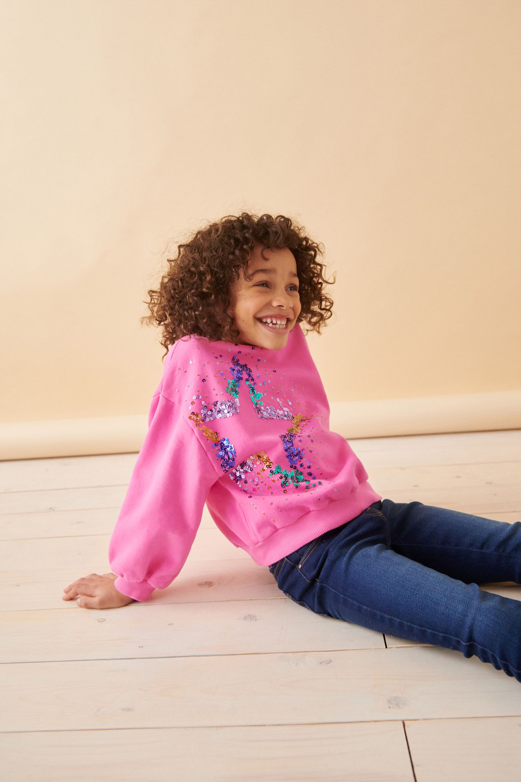 Buy Pink Sequin Star Sweatshirt 3 16yrs from the Next UK online shop