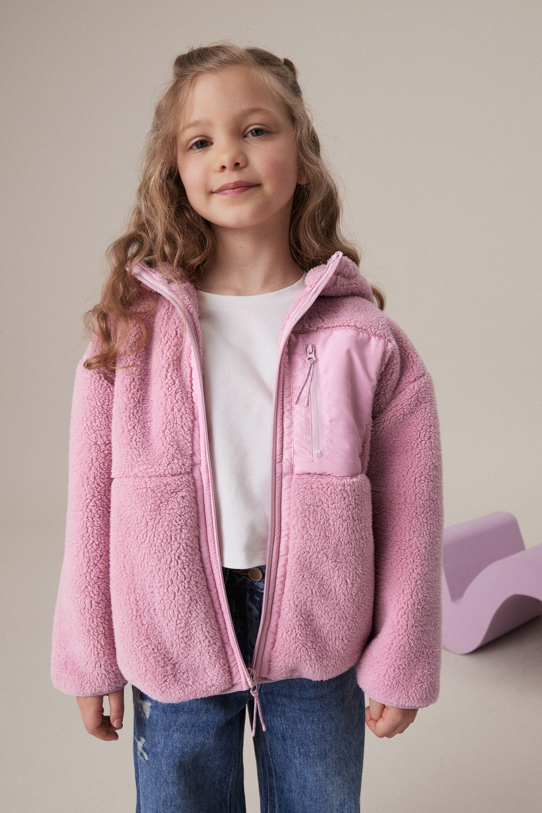 Pink fleece top top