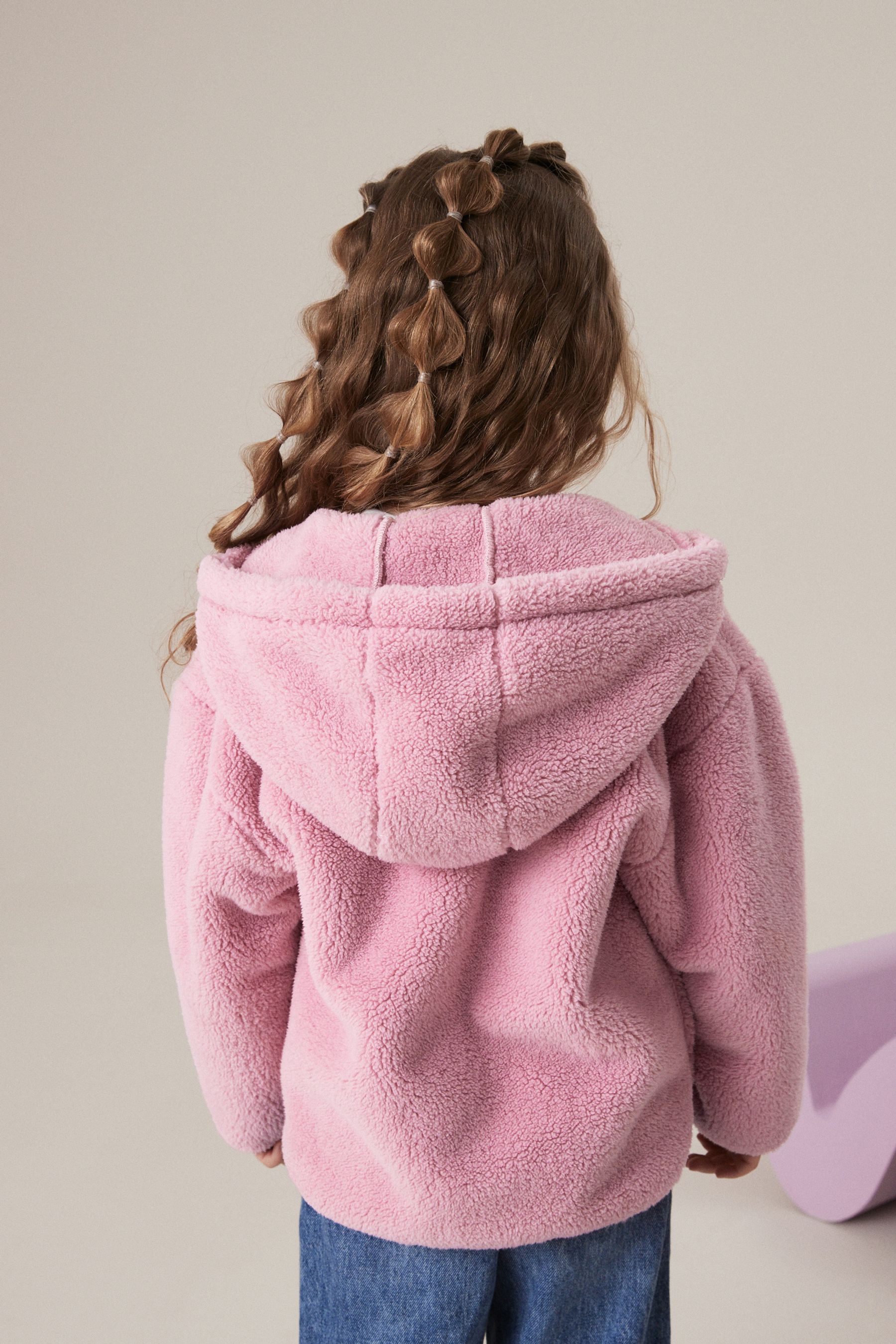 Buy Pink Borg Fleece Zip Through Hooded Jacket 3 16yrs from the Next UK online shop
