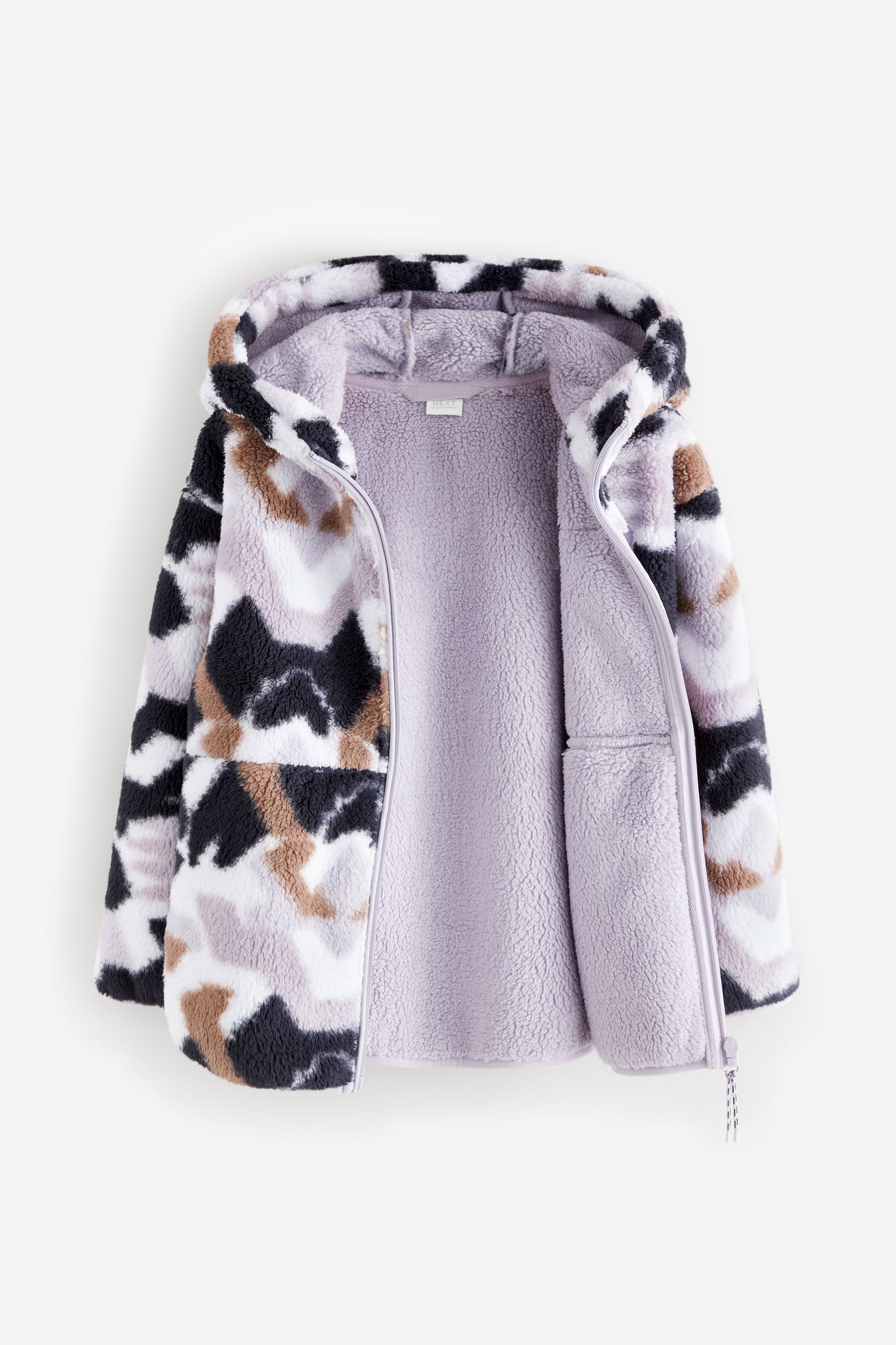 Cream borg faux fur hoodie top