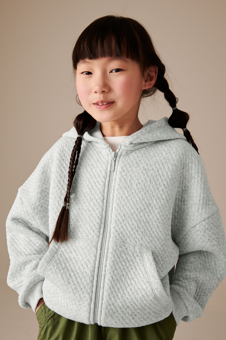 Grey Textured Zip Through Hoodie (3-16yrs) - Image 1 of 4