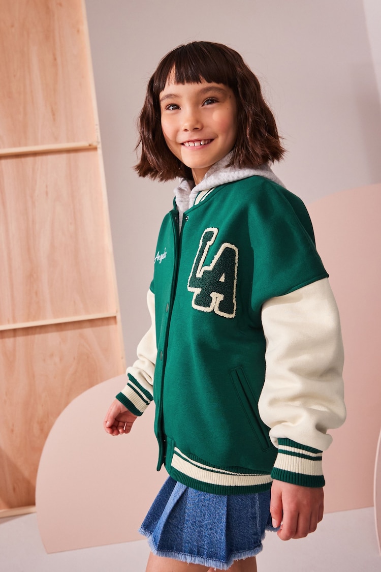 Green Varsity Embroidered Jacket (3-16yrs) - Image 2 of 5