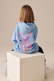 Blue Butterfly 100% Cotton Printed Longline Hoodie (3-16yrs) - Image 4 of 7