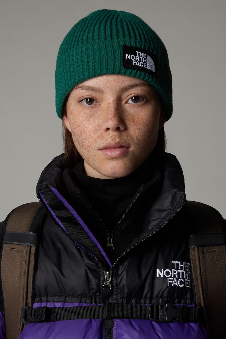 The North Face Green Logo Box Cuffed Beanie - Image 1 of 2