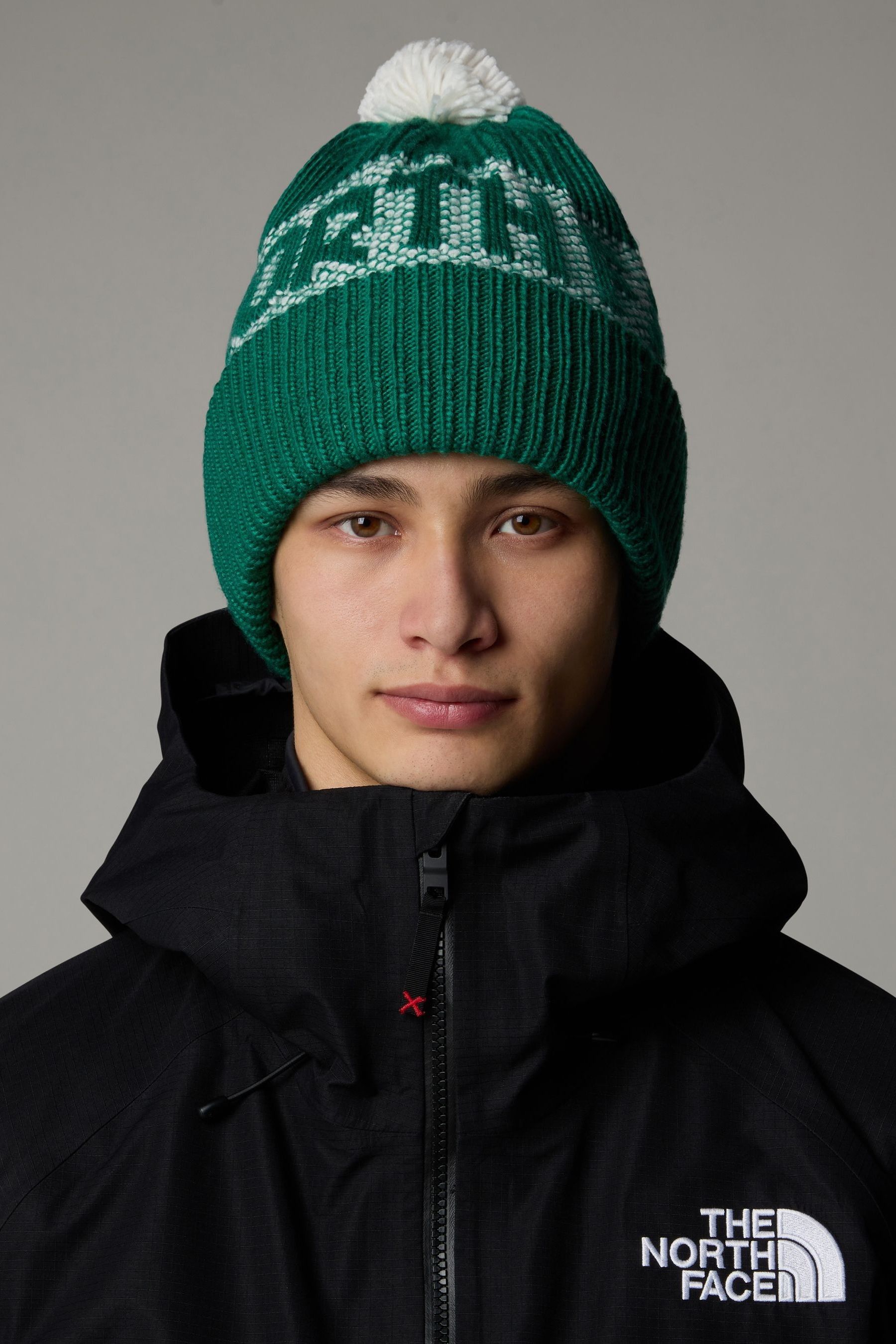 The North Face Green Chrome Retro Cabin Beanie