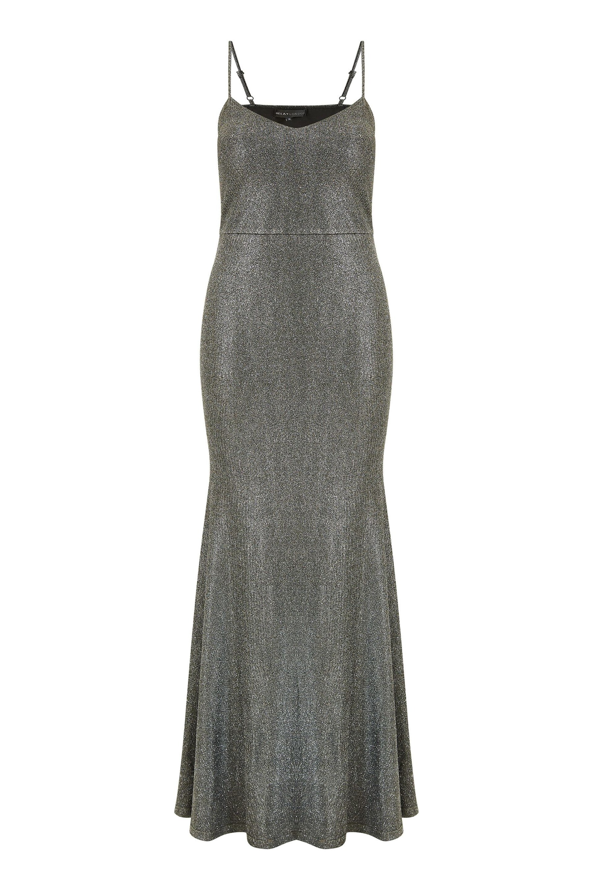 Mela Silver Fitted Strappy Maxi Dress - Image 5 of 5