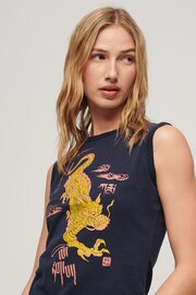 Superdry Blue Kailash Dragon Slim Vest Top - Image 3 of 3