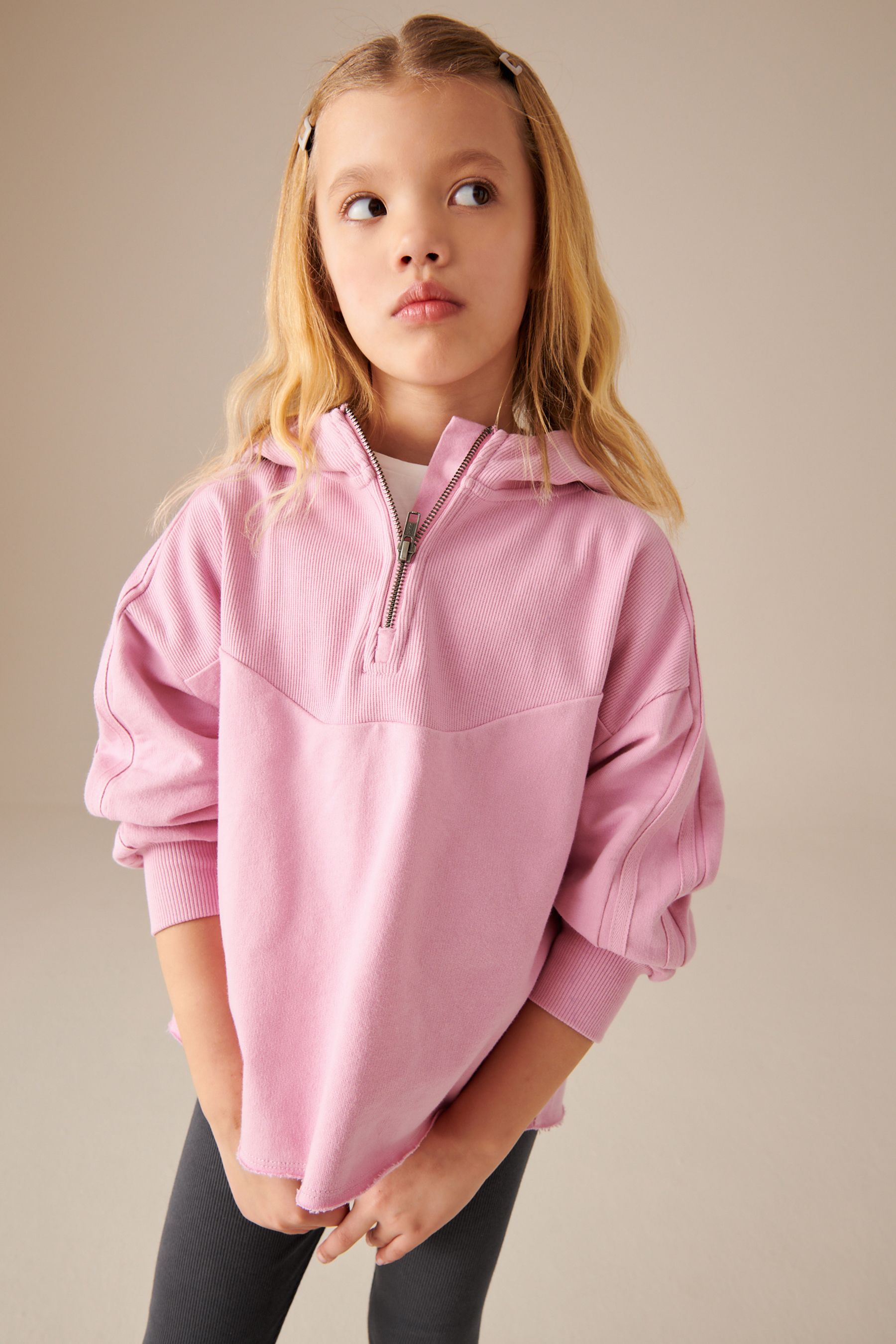Buy Pink Half Zip 100% Cotton Hoodie And Leggings Set (3-16yrs) from Next  USA