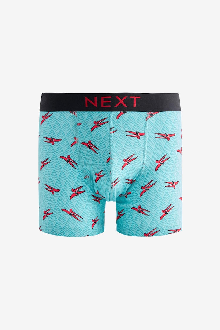 Bright Blue/Pink Dinosaur Print 4 pack Cotton Rich Trunk Boxers 4 Pack - Image 2 of 7