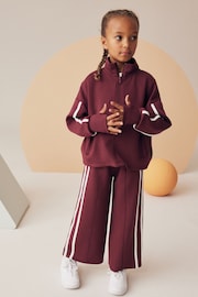 Berry Red Half Zip Top And Wide Leg Joggers Set (3-16yrs) - Image 3 of 9