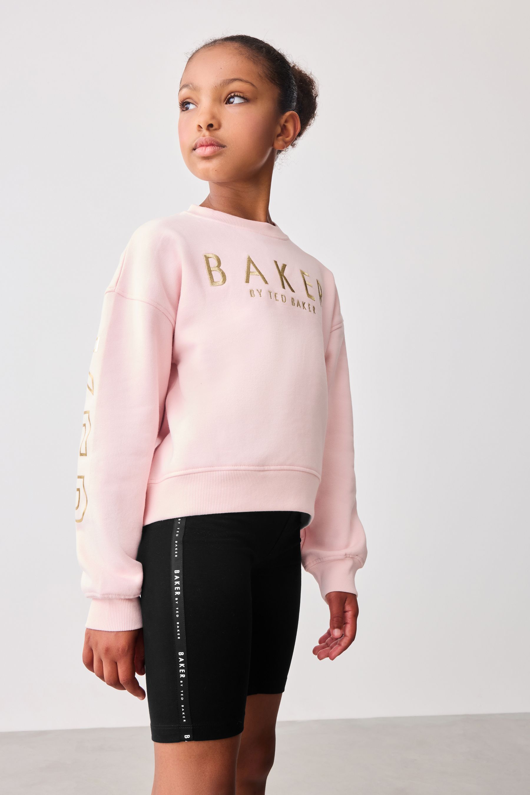 Buy Baker by Ted Baker Pink Branded Back 100 Cotton Sweater And Cycling Shorts Set from the Next UK online shop