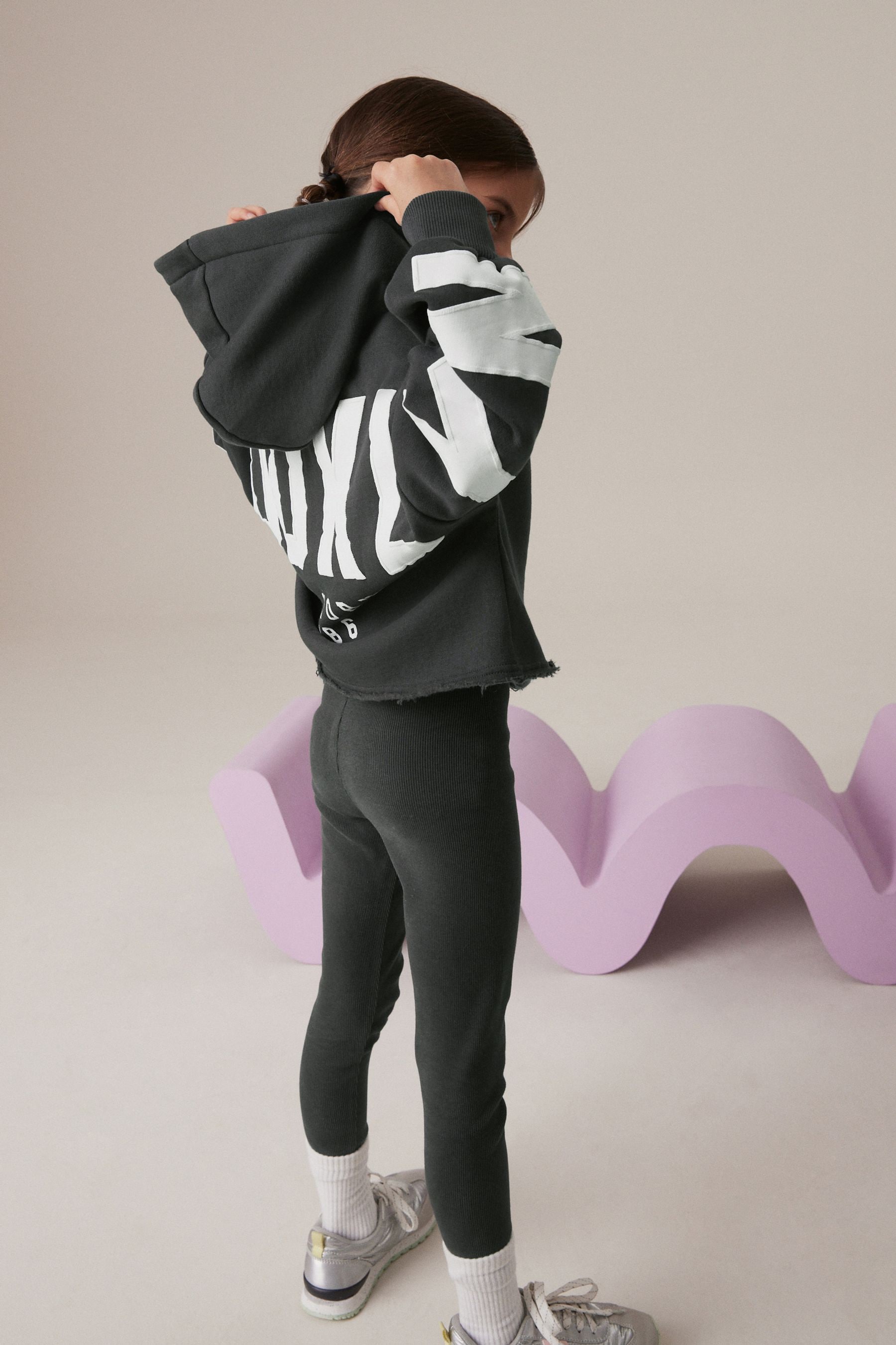 Buy Charcoal Grey Slogan Half Zip Hoodie And Legging Set 3 16yrs from the Next UK online shop