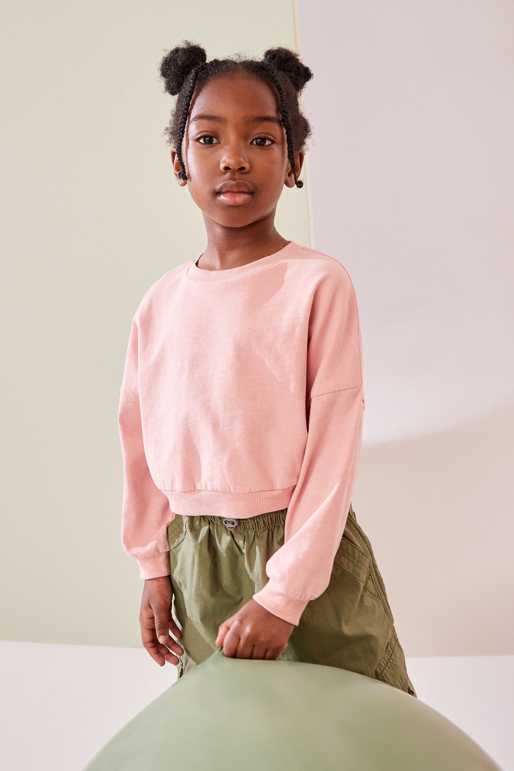 Pink long sleeve sweatshirt top