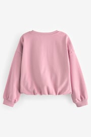 Рожевий - 100% Cotton Boxy Bubble Hem Sweatshirt (3-16yrs) - Image 6 of 7