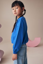 Blue 100% Cotton Boxy Bubble Hem Sweatshirt (3-16yrs) - Image 4 of 7