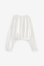 White Textured Ruche Hem Long Sleeve T-Shirt (3-16yrs) - Image 5 of 7