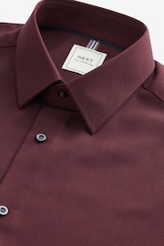 Burgundy Red Slim Fit Single Cuff Easy Care Textured Shirt - Image 3 of 4