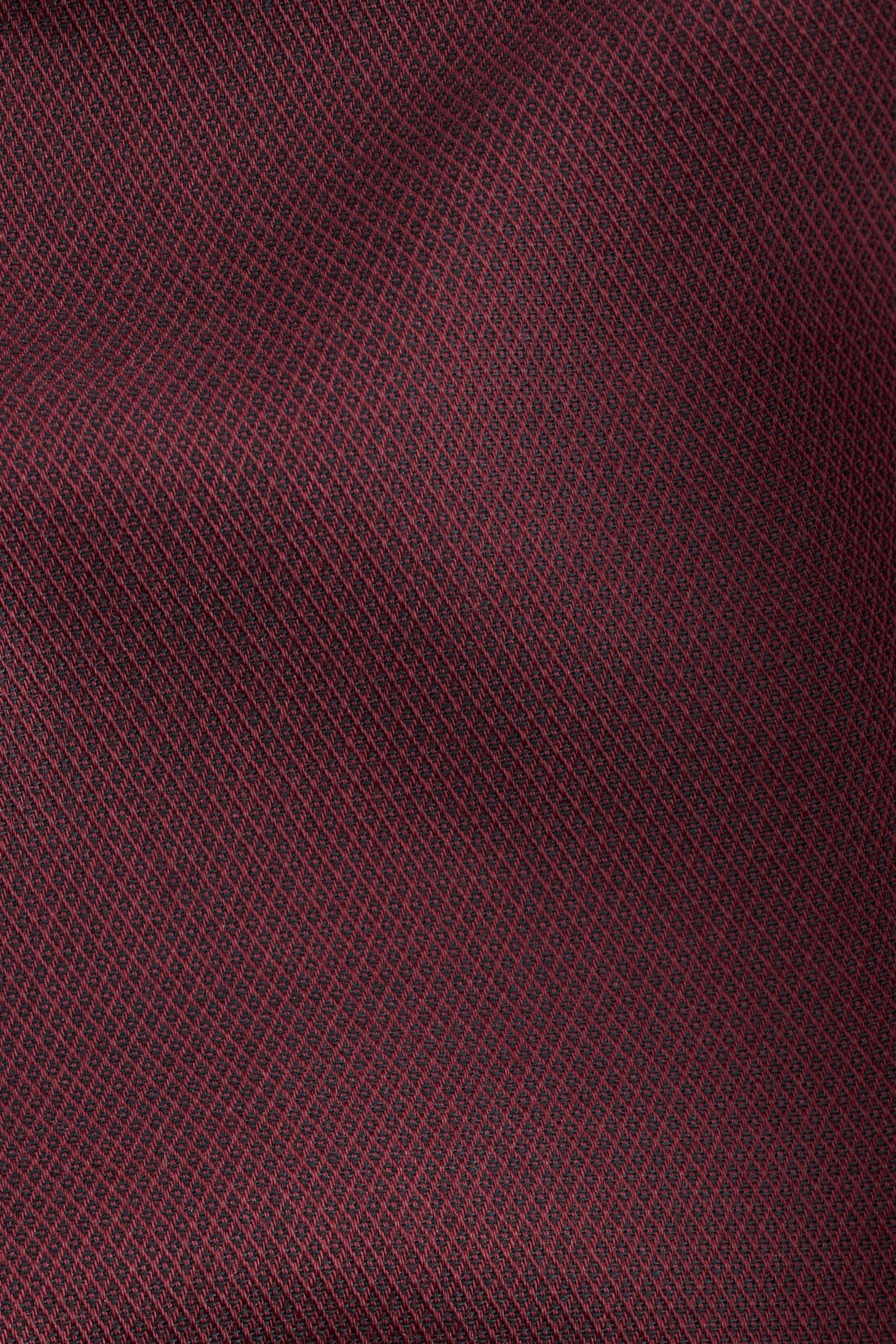 Burgundy Red Slim Fit Single Cuff Easy Care Textured Shirt - Image 4 of 4