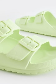 Lime Green EVA Double Strap Flat Slider Sandals With Adjustable Buckles - Image 4 of 6