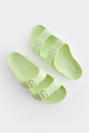 Lime Green EVA Double Strap Flat Slider Sandals With Adjustable Buckles - Image 6 of 6