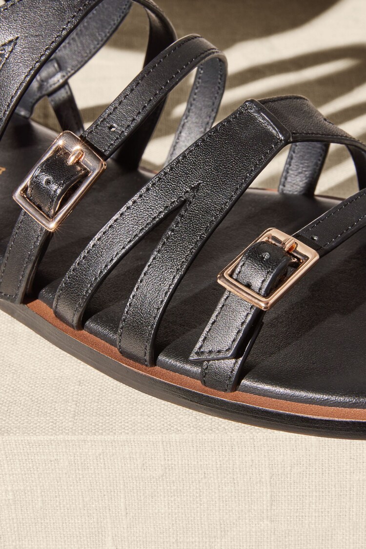 Buy Black Premium Leather Strappy Sandals from Next Germany