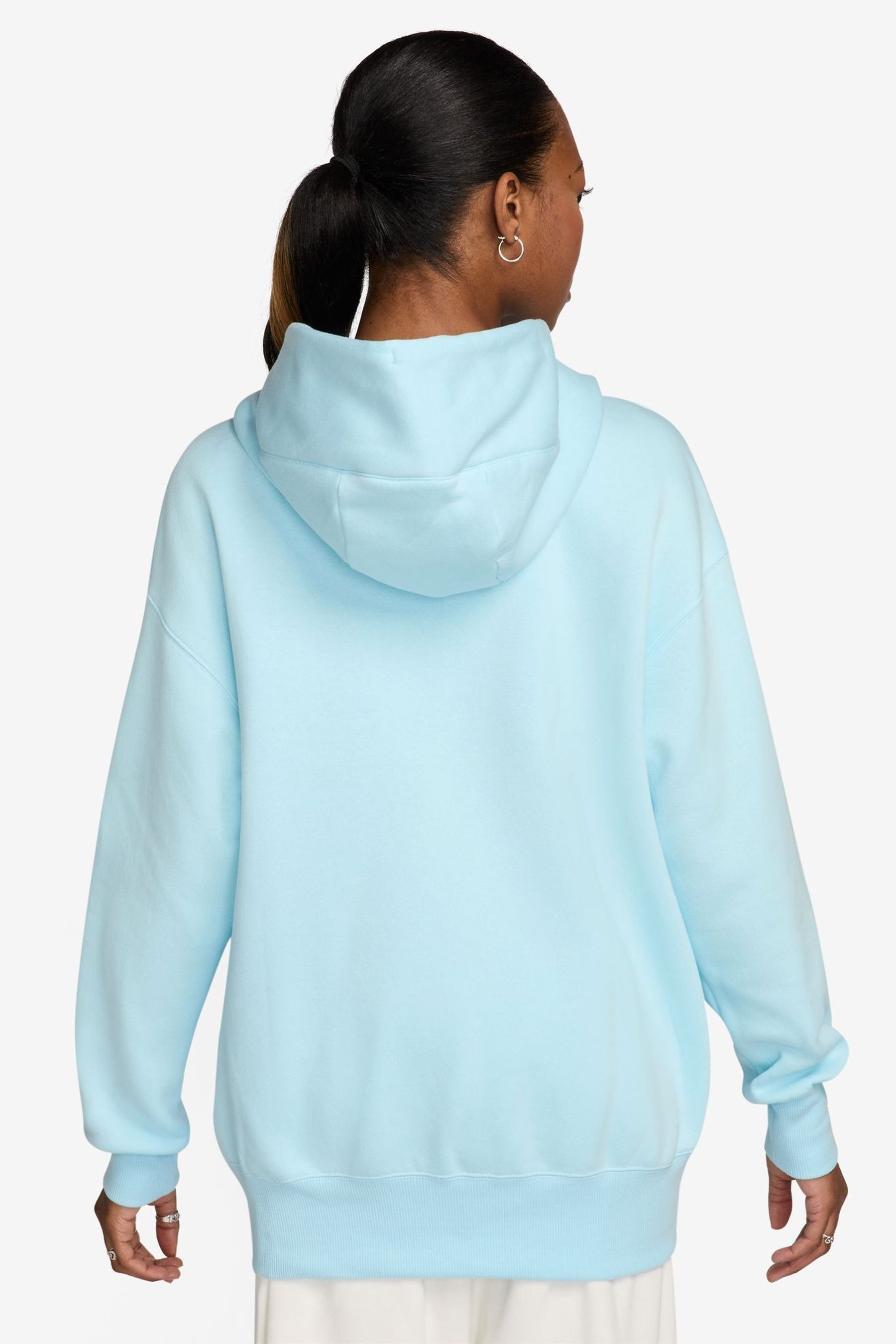Nike Blue Sportswear Phoenix Fleece Oversized Mini Swoosh Pullover Hoodie
