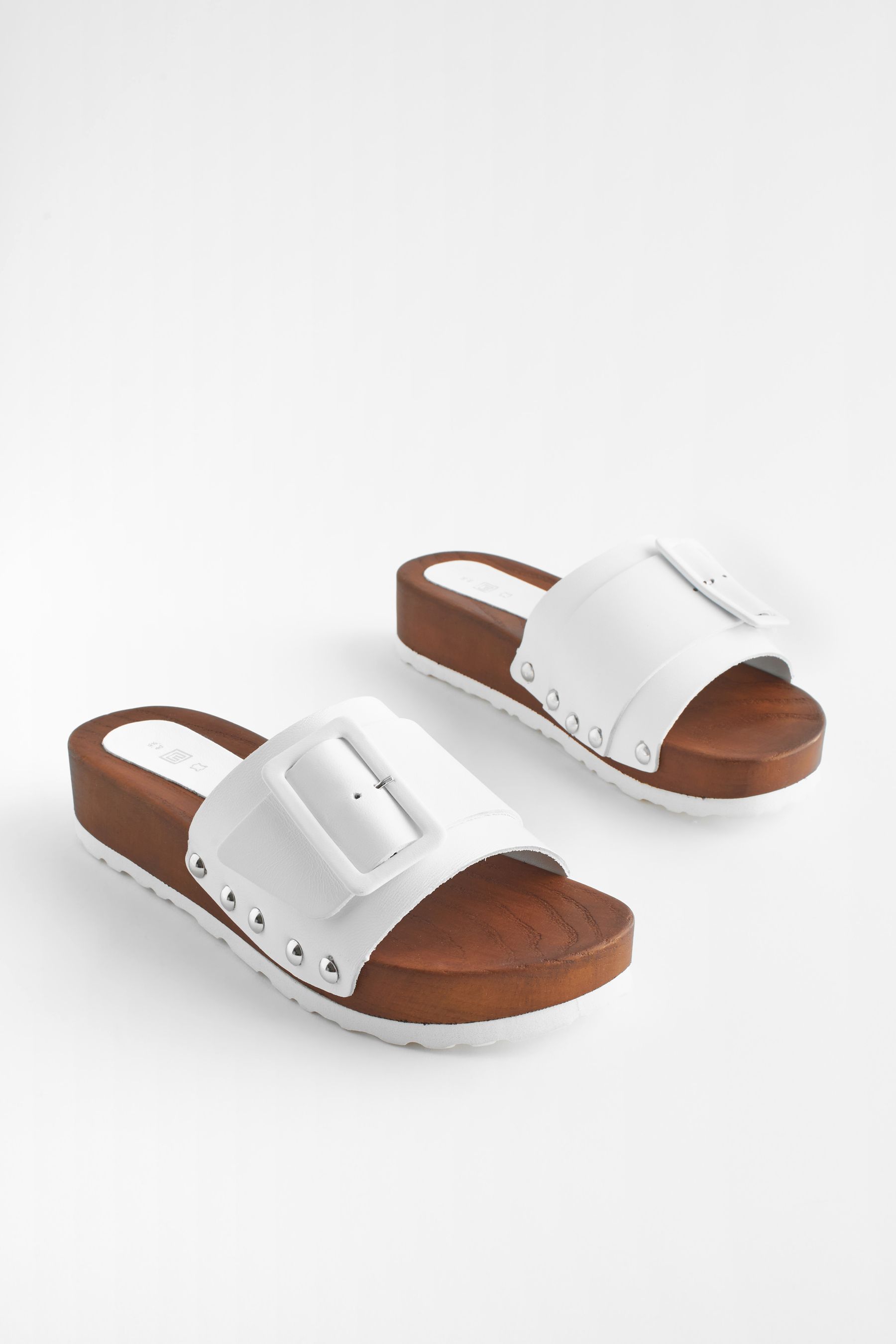 White buckle mules outlet